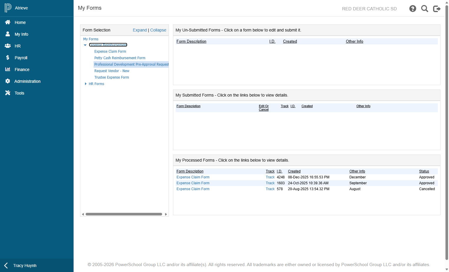 Click on Professional Development Pre-Approval Request