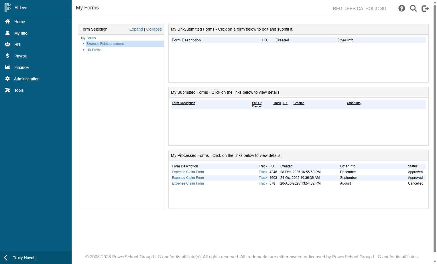 Click on Expense Reimbursement
