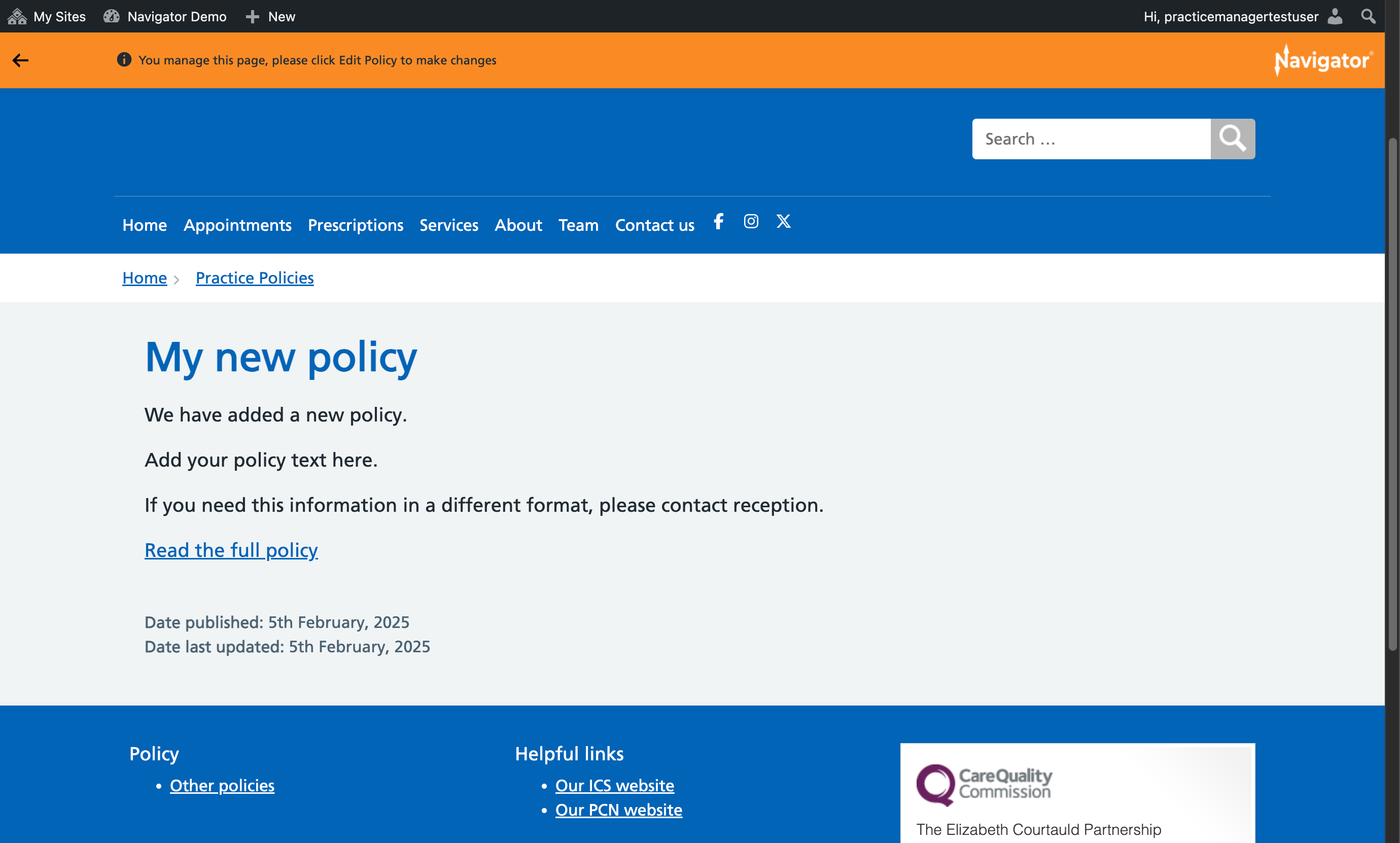 The new policy published on the Navigator website