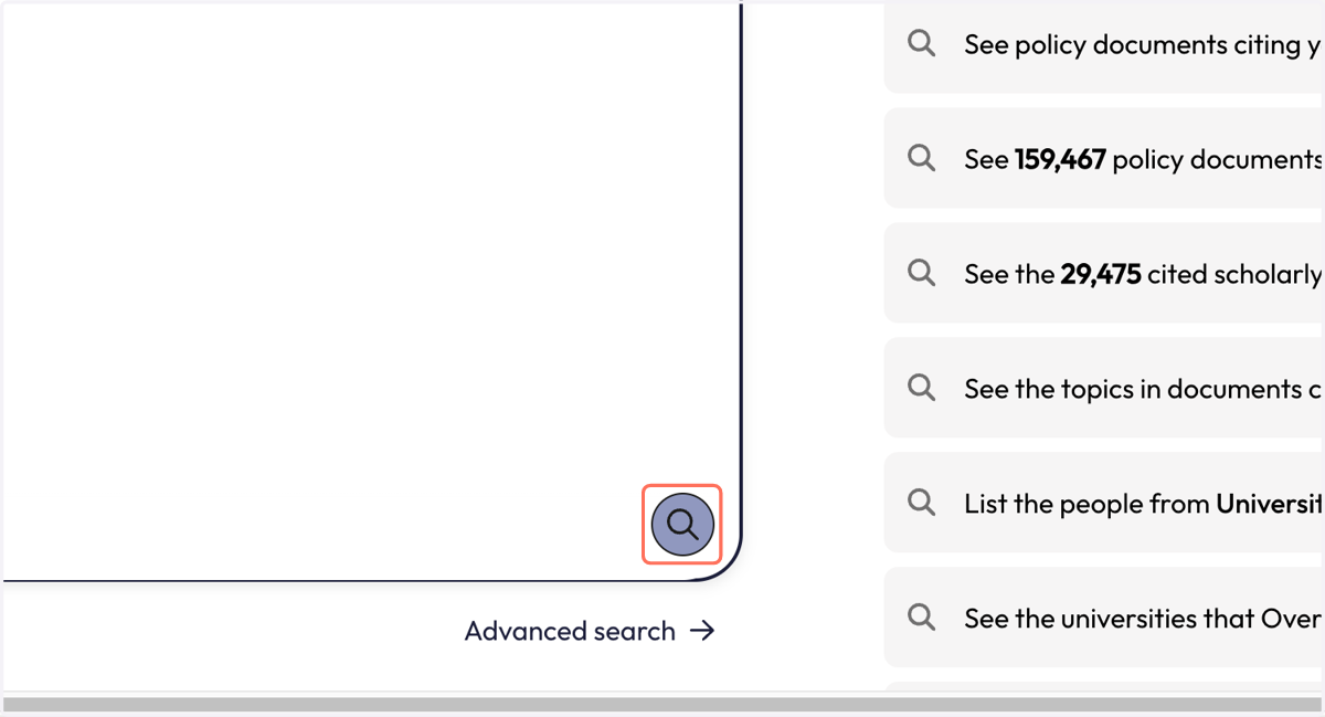 Click on the magnifying glass to search