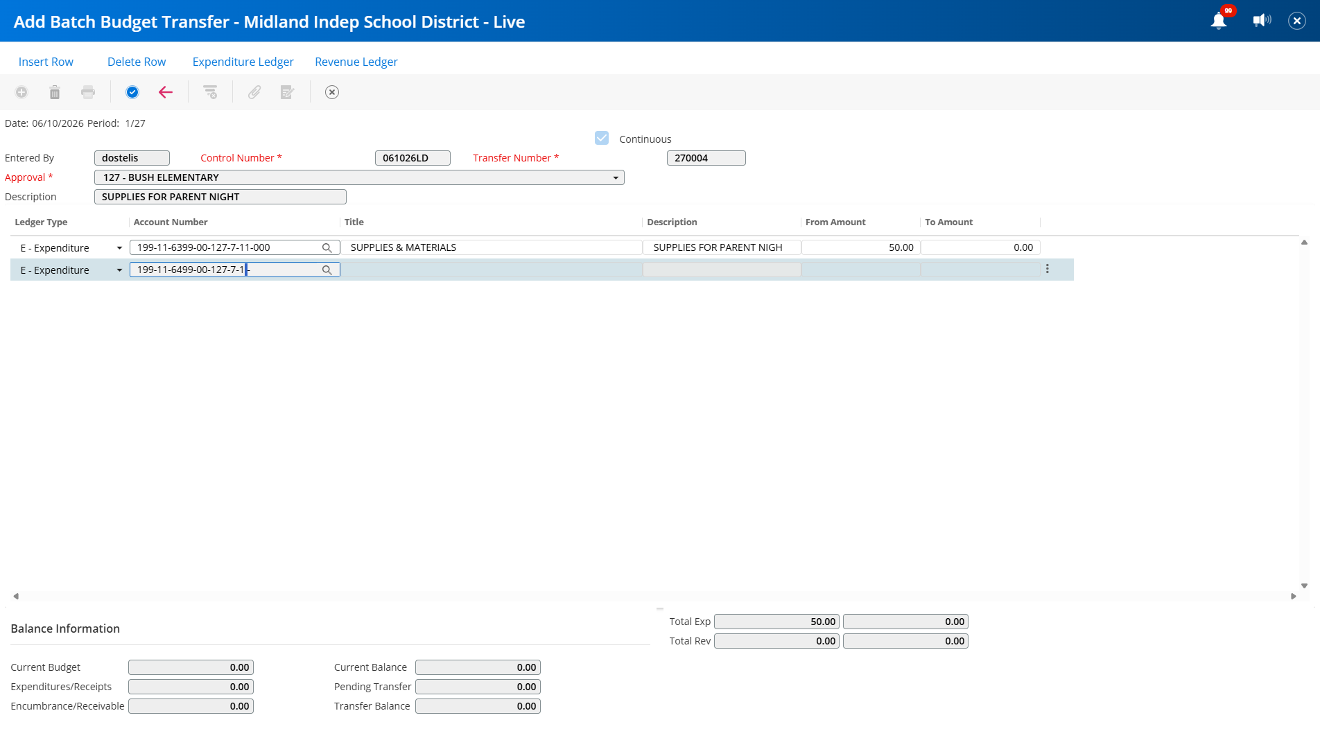 Repeat the same process: Type "account number to transfer to", TAB to next box.
