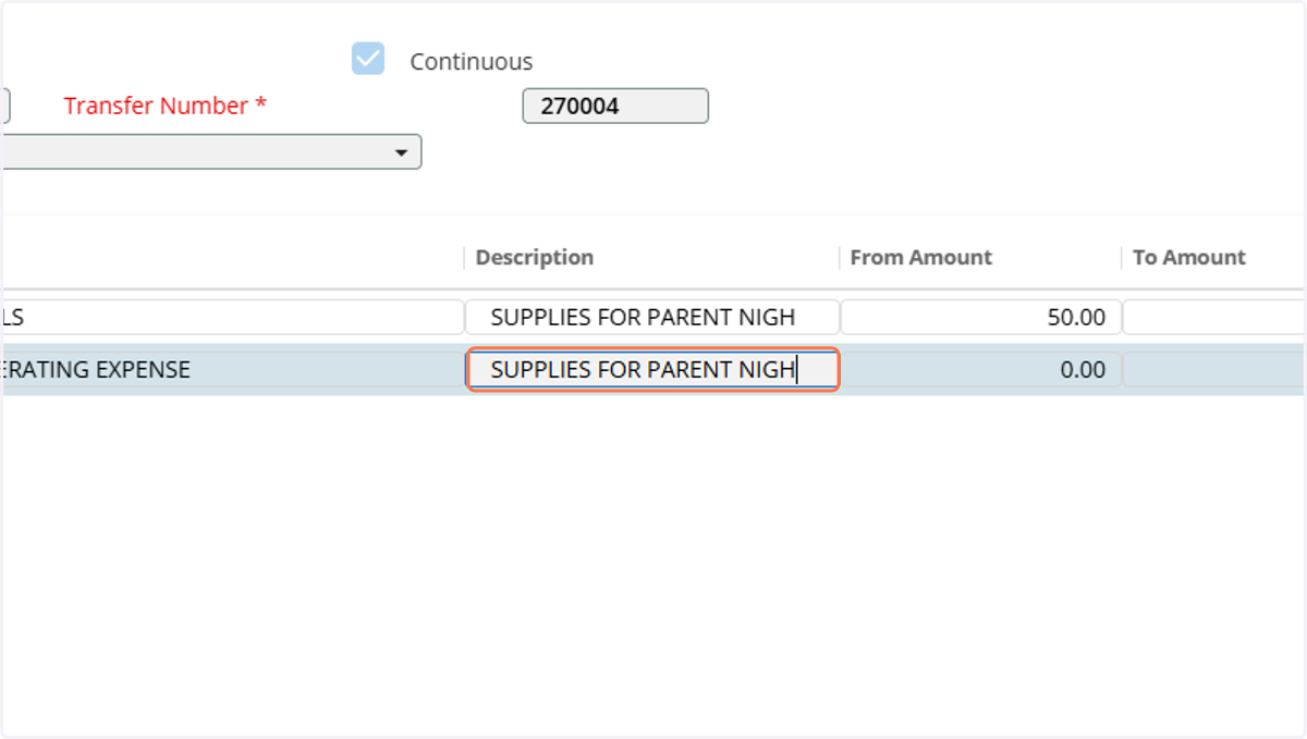 Add description, TAB to next box.