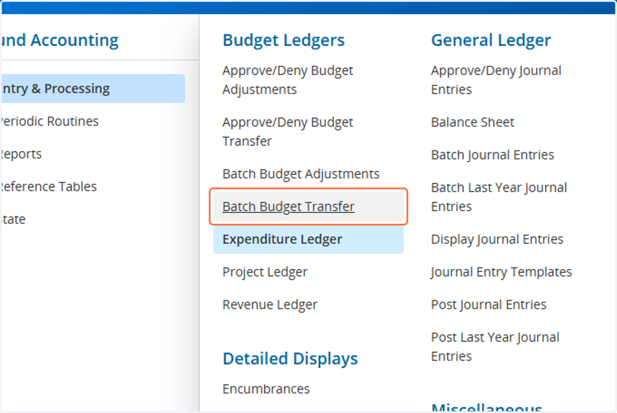 Click on Batch Budget Transfer
