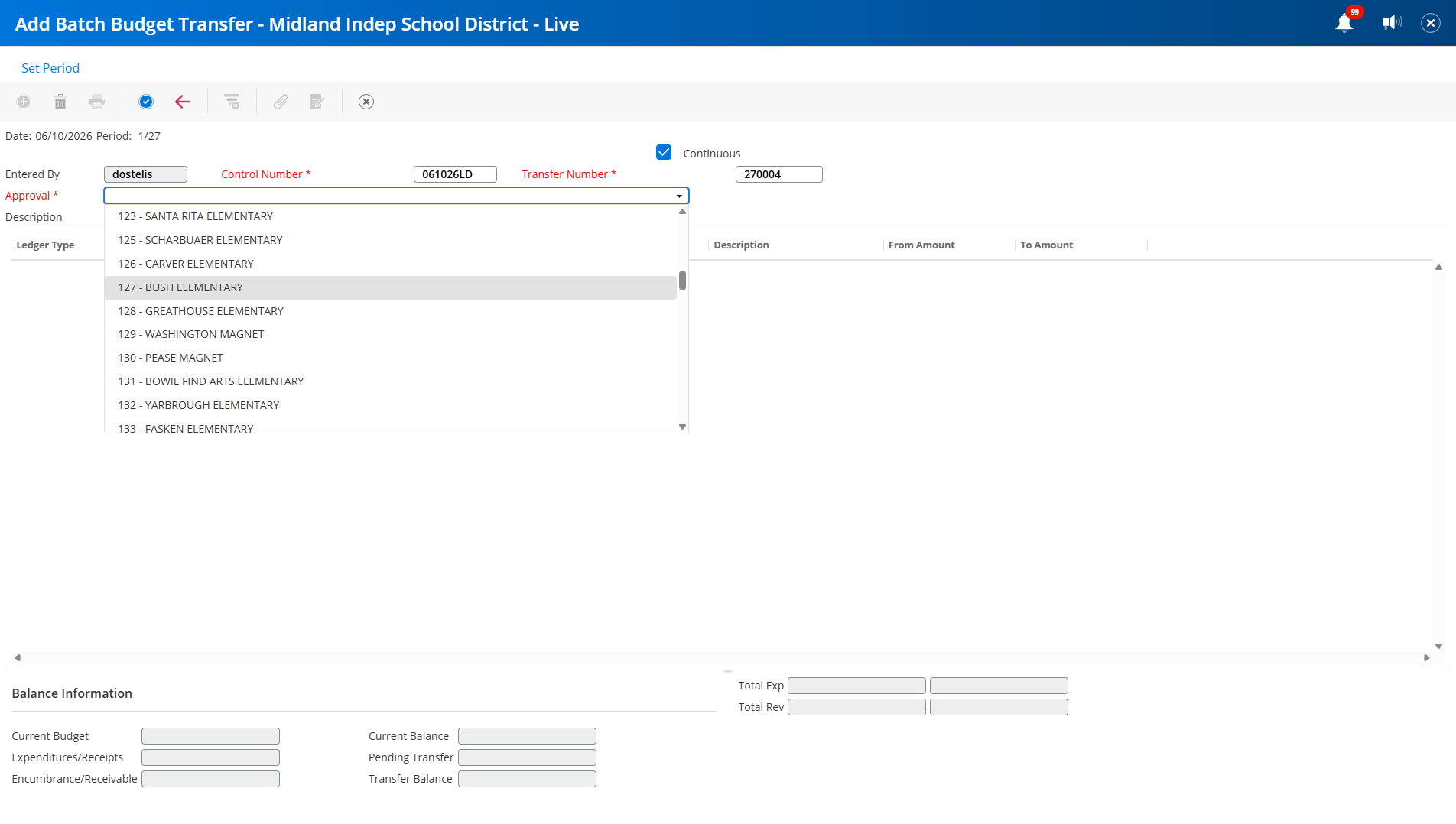 Select your campus or department.