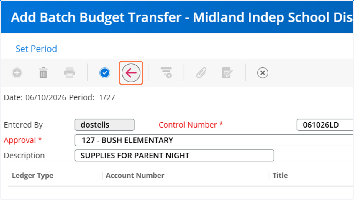 Click the Red Arrow to go back to the previous screen