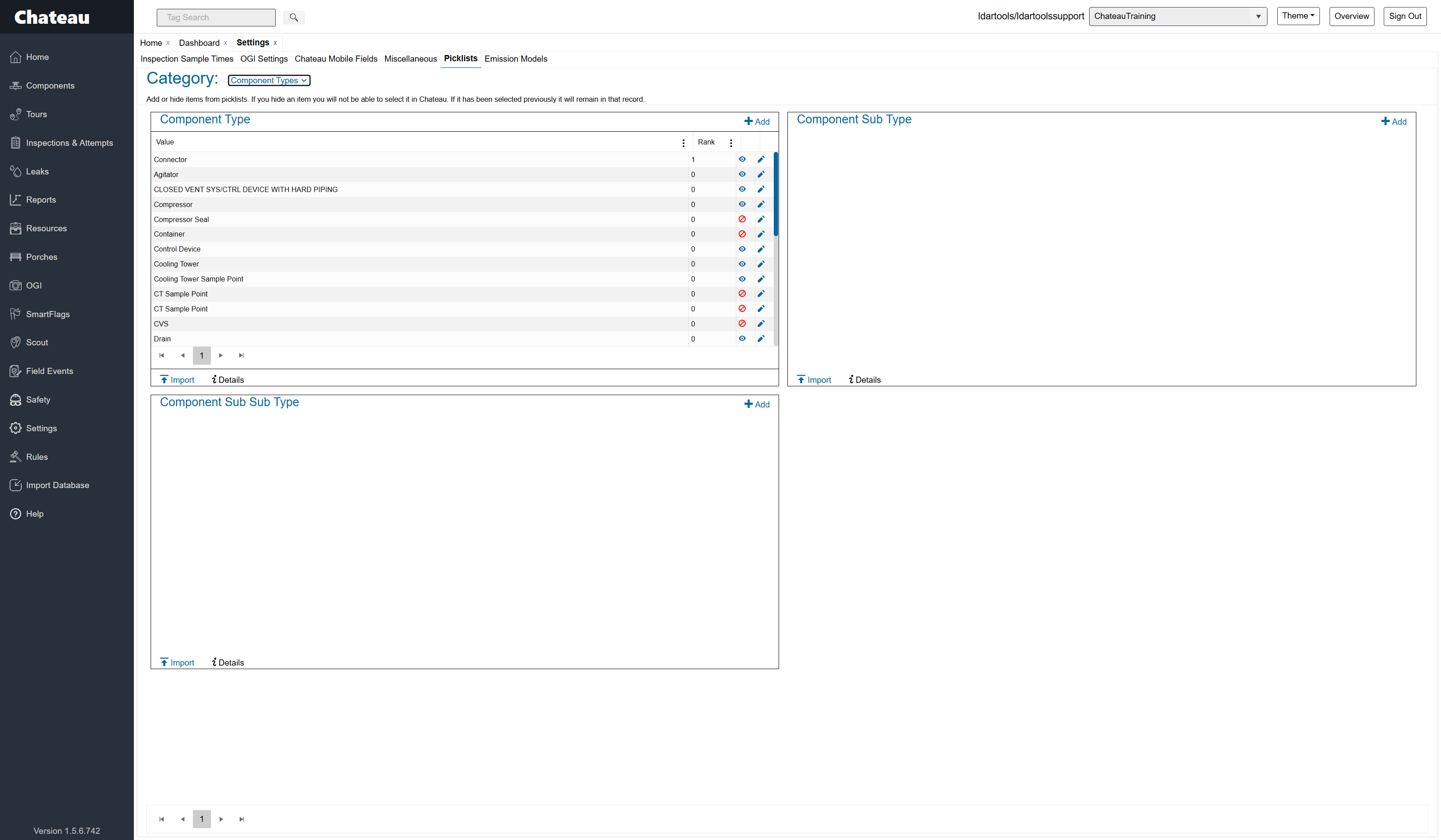 Choose Component Types from the Category dropdown