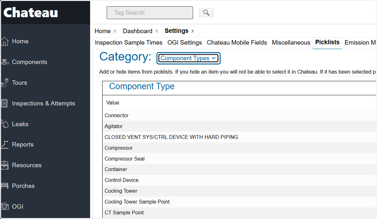 Choose Component Types from the Category dropdown