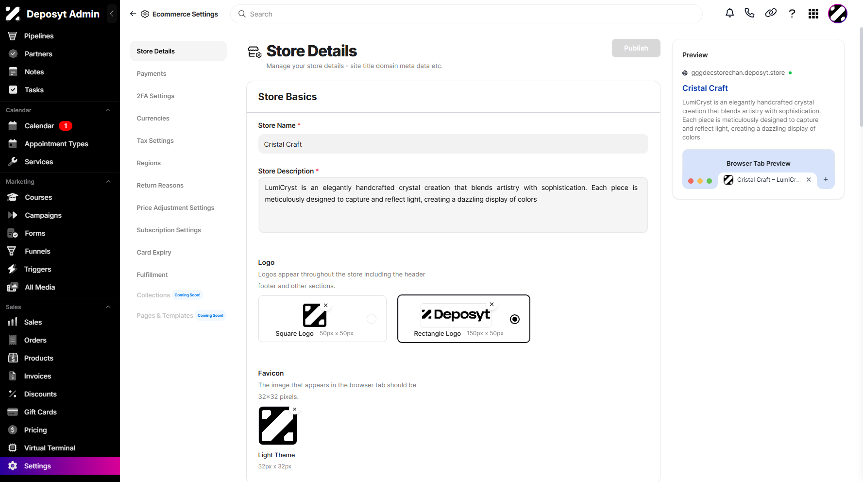Step 4: You will then be taken to the Store Details page.