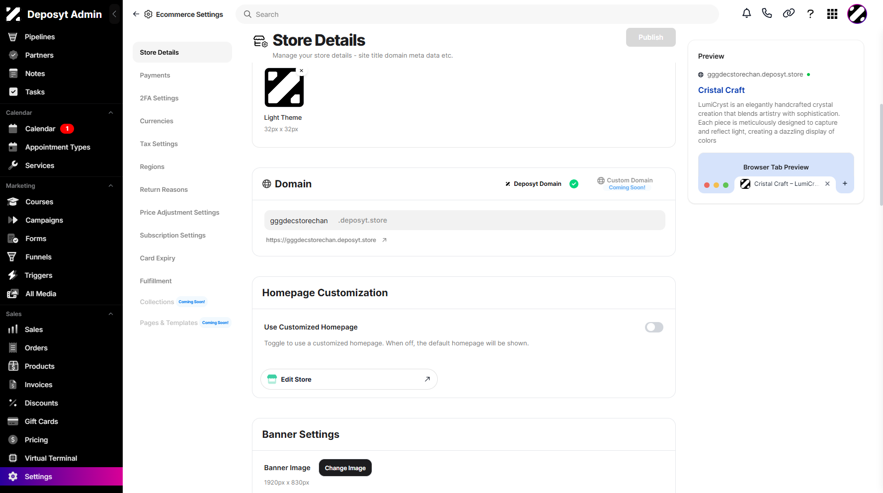 Step 6: Next is the Domain section, where you can add your domain.
