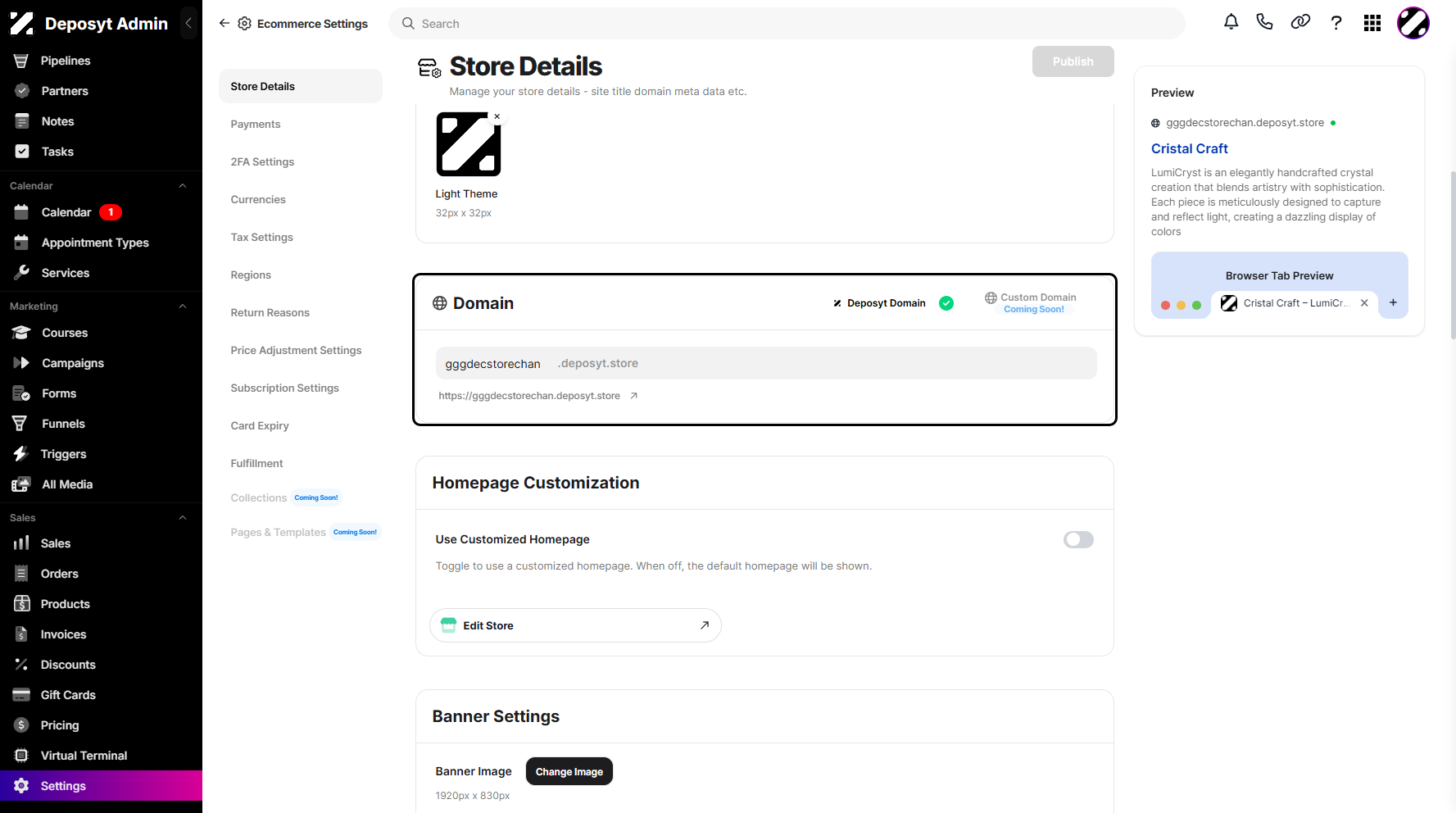 Step 6: Next is the Domain section, where you can add your domain.