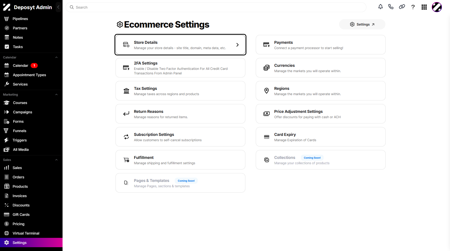 Step 3: Click on Store Details to navigate.