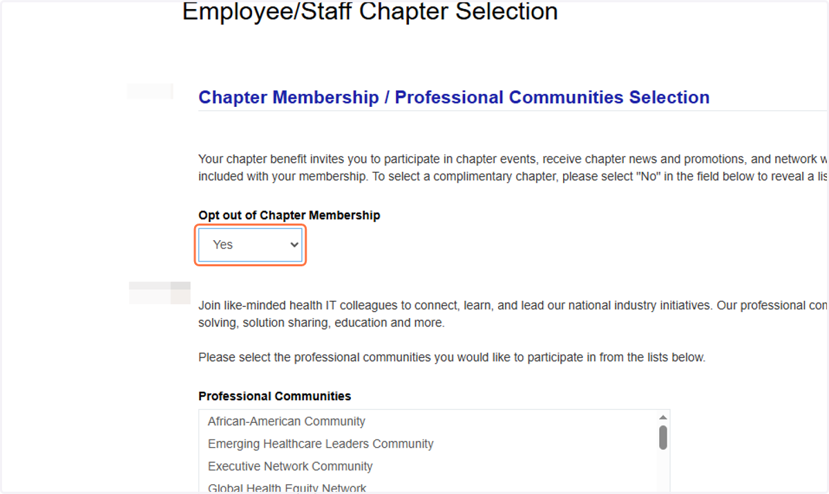 Select the committees and memberships you would like to be a part of