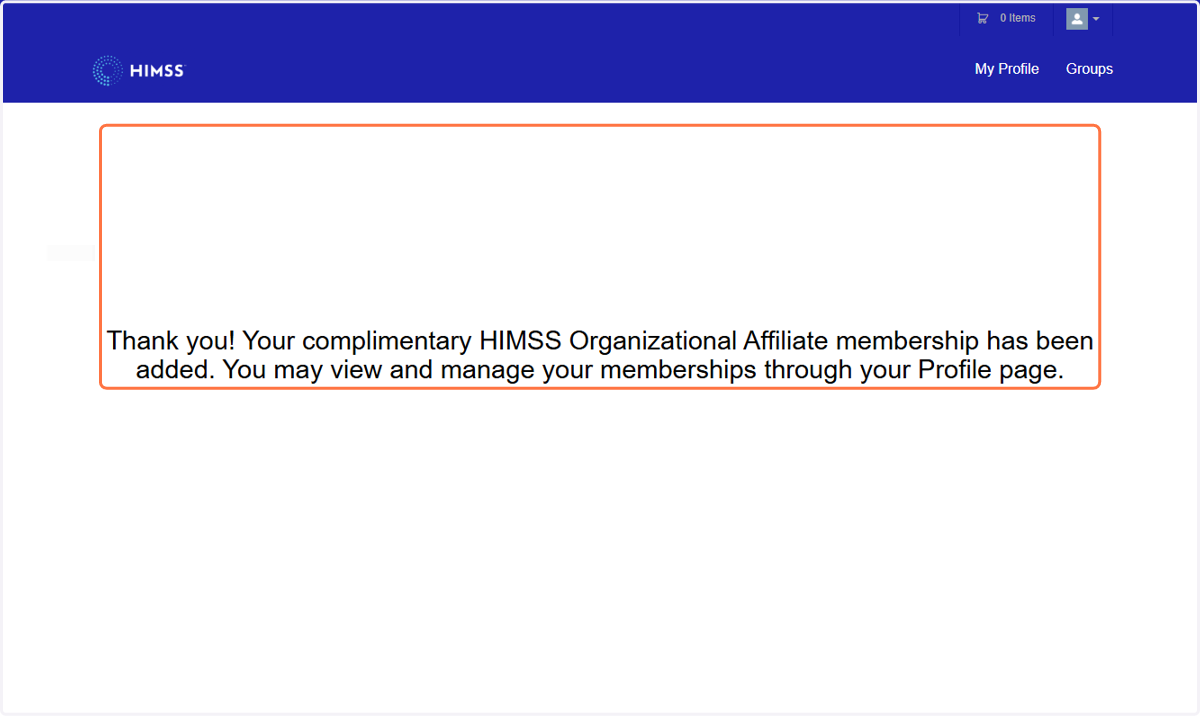 You now have organisational affiliate membership. You will receive a confirmation email.
