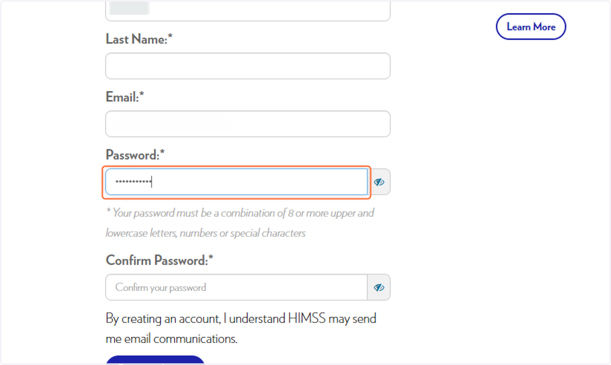 Type and confirm your password