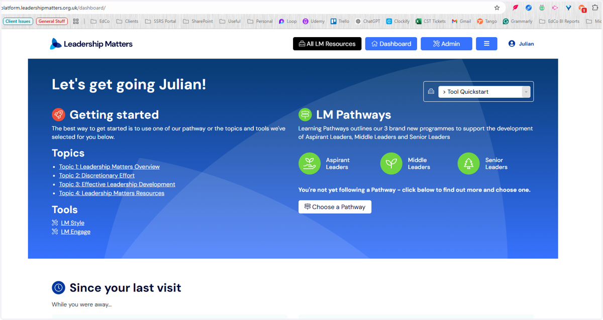 When you first log in you are presented with the Dashboard view