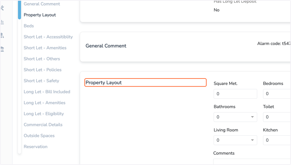 On property layout add the number of bedrooms, bathrooms, living rooms, etc > Save