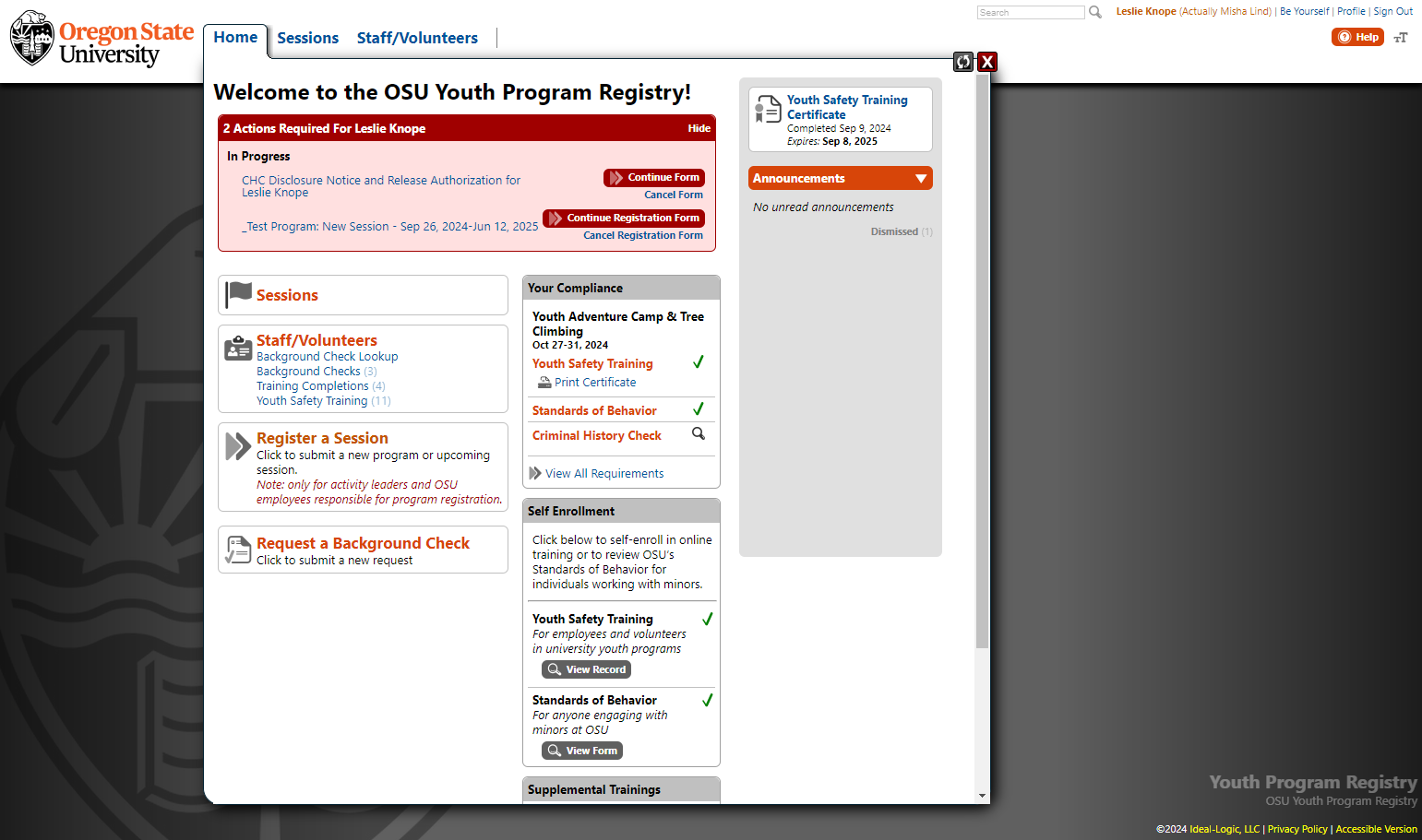 Click on Register a Session