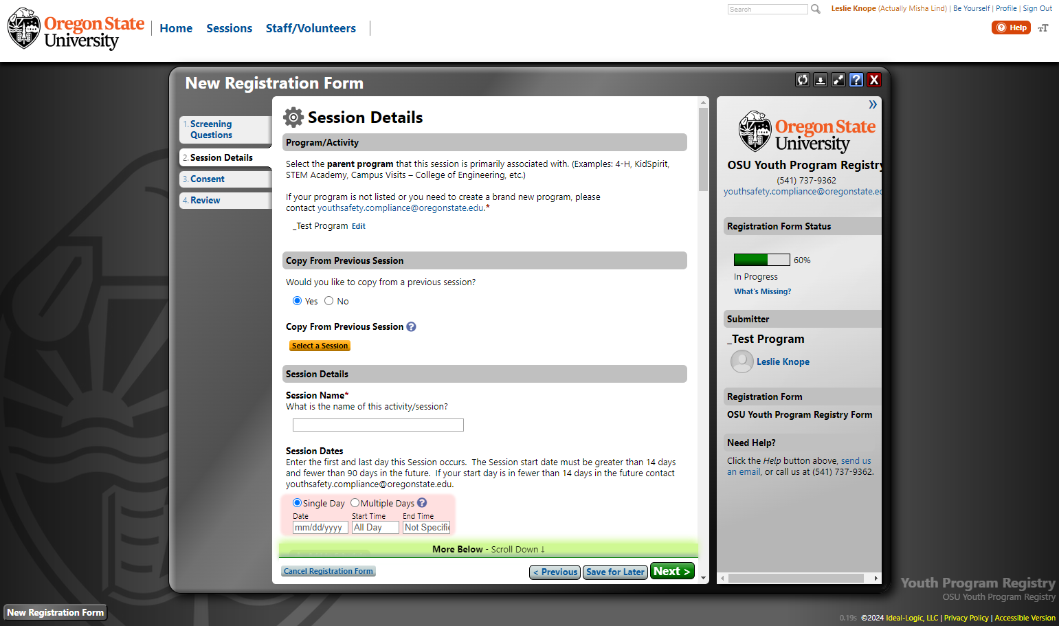 Click on Select a Session