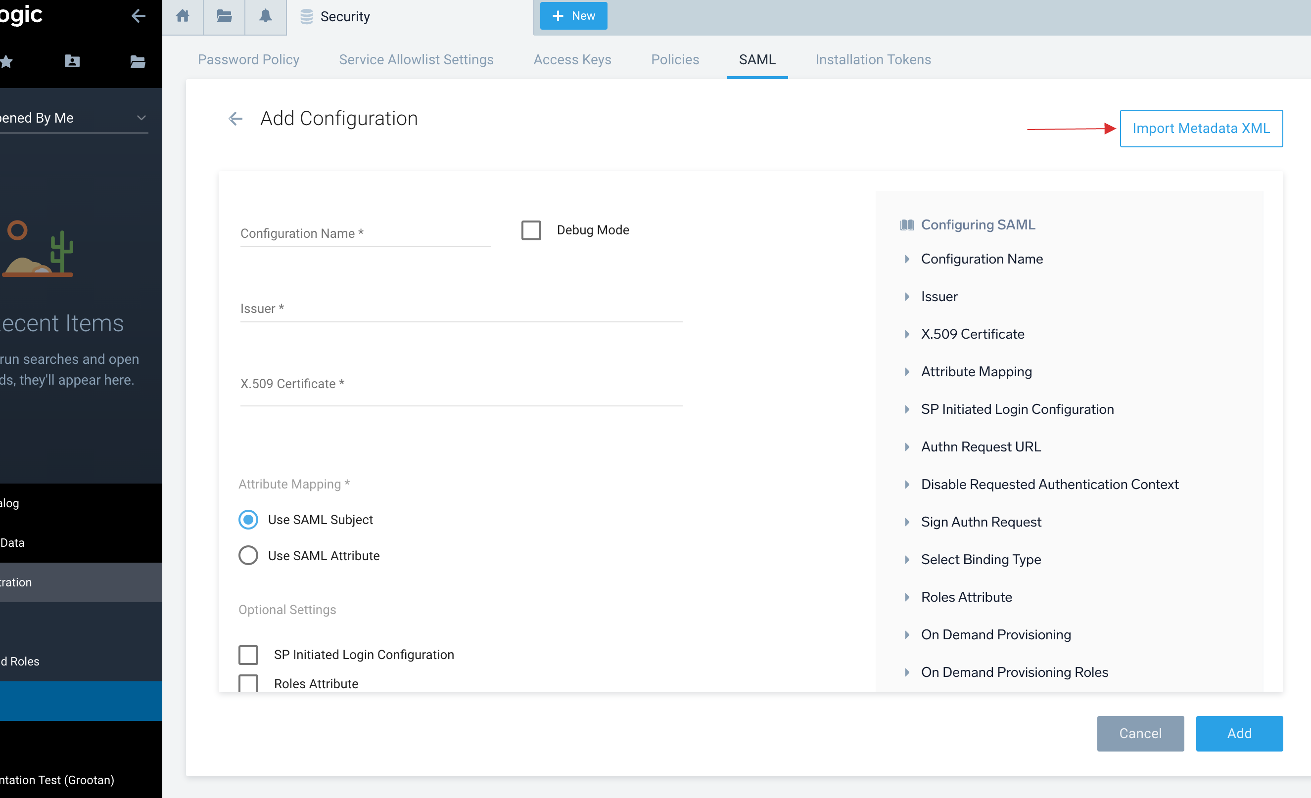 Import Metadata XML