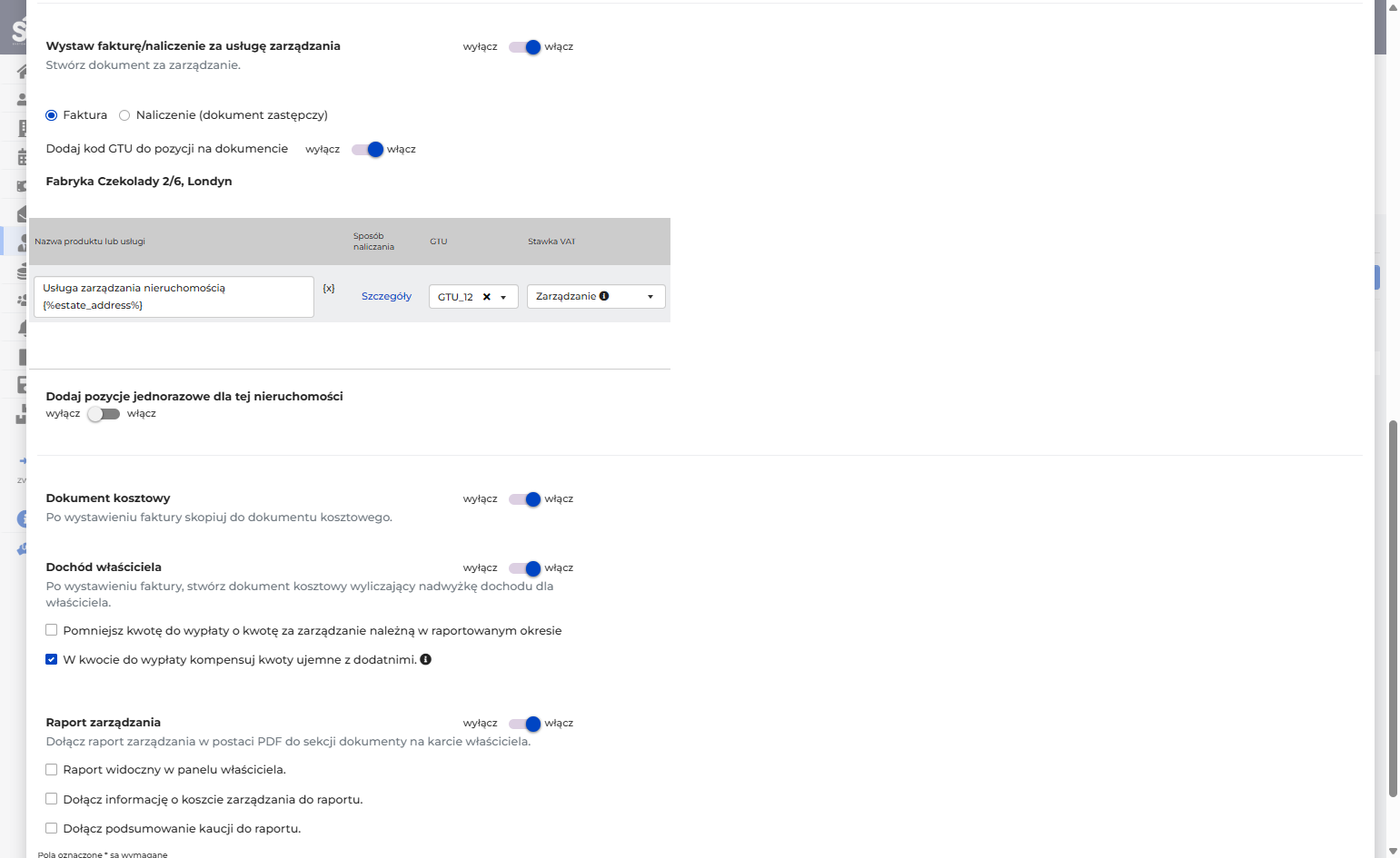 Możesz włączyć automatyczne generowanie raportów zarządzania