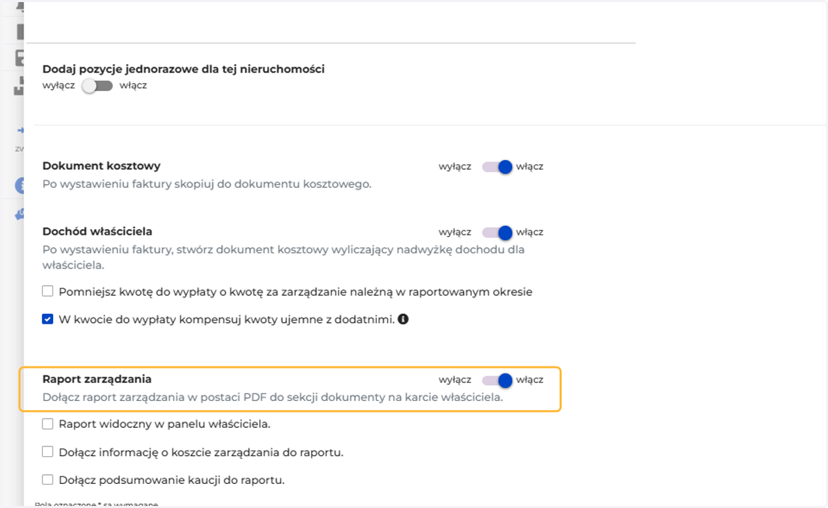 Możesz włączyć automatyczne generowanie raportów zarządzania