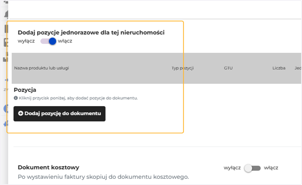 Możesz dodać jednorazową pozycję, która ma się wystawić na najbliższej fakturze np. prowizja za pozyskanie najemcy.