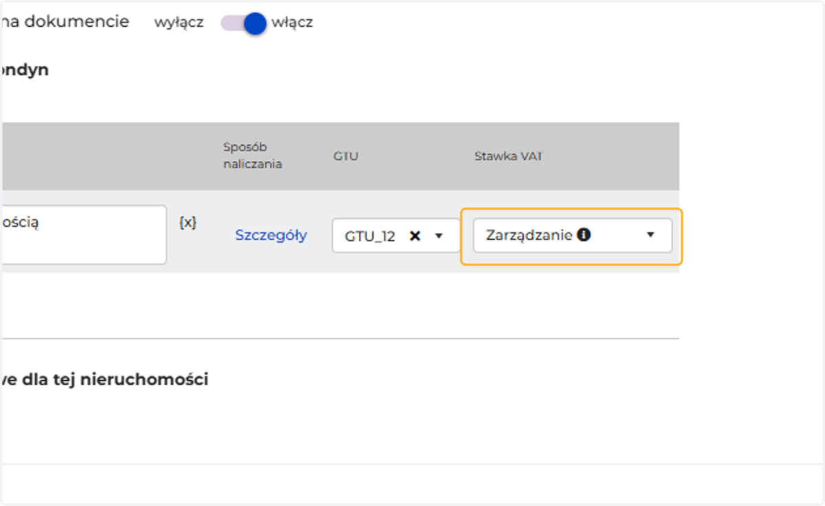 Wybierz stawkę VAT
