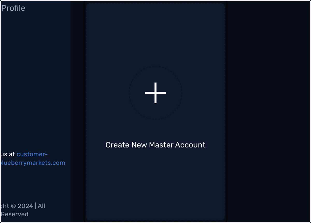 Click on Create New Master Account