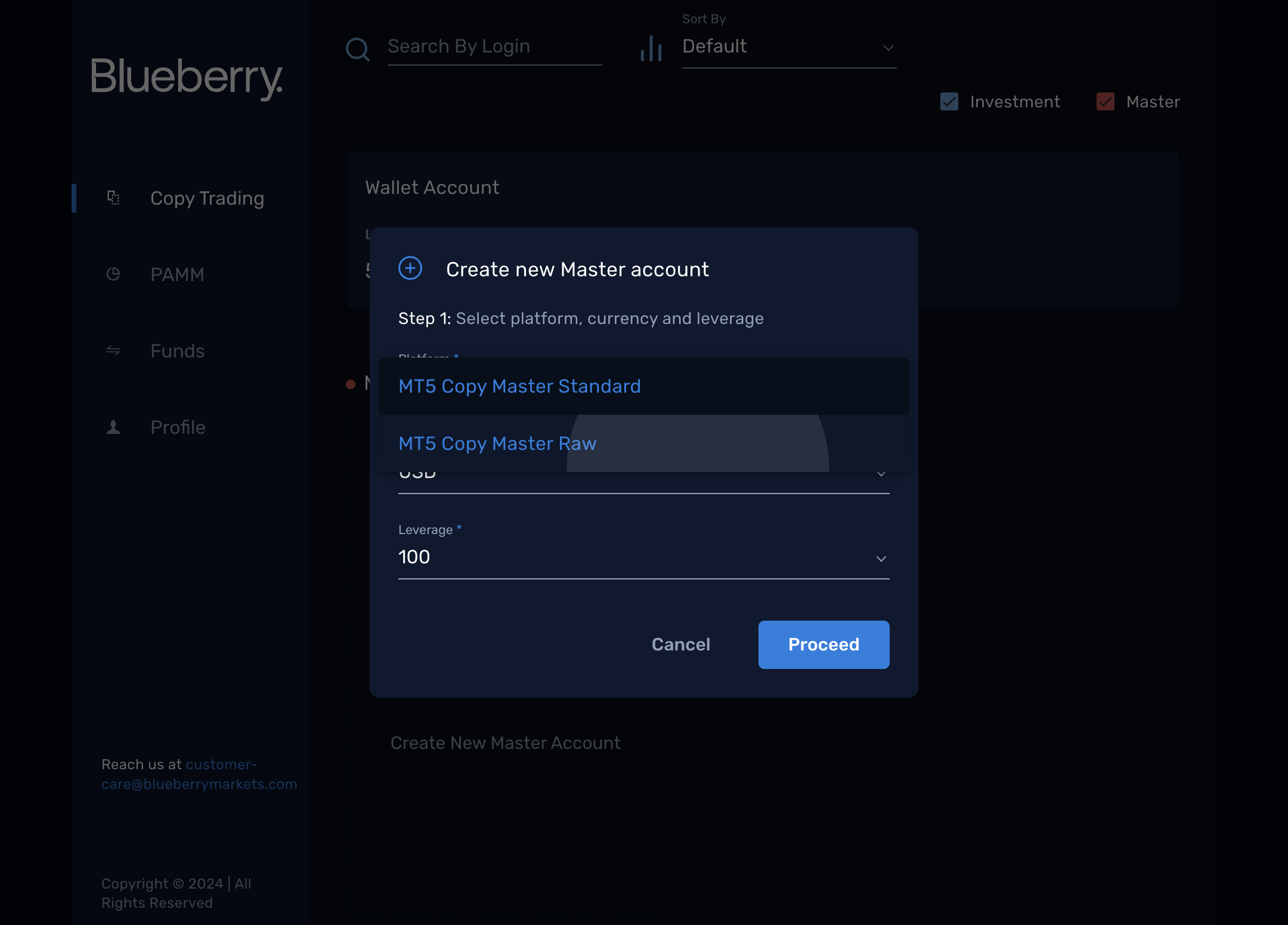 Select your preferred account type