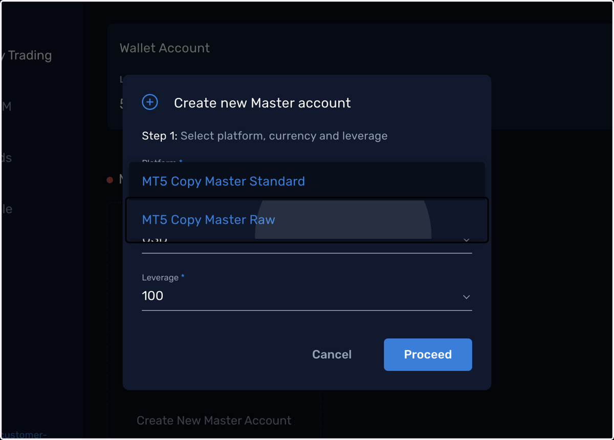 Select your preferred account type