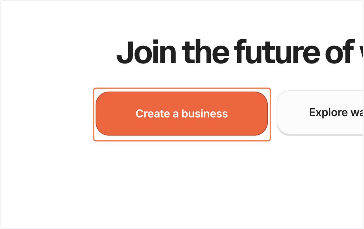 Click on Create a business