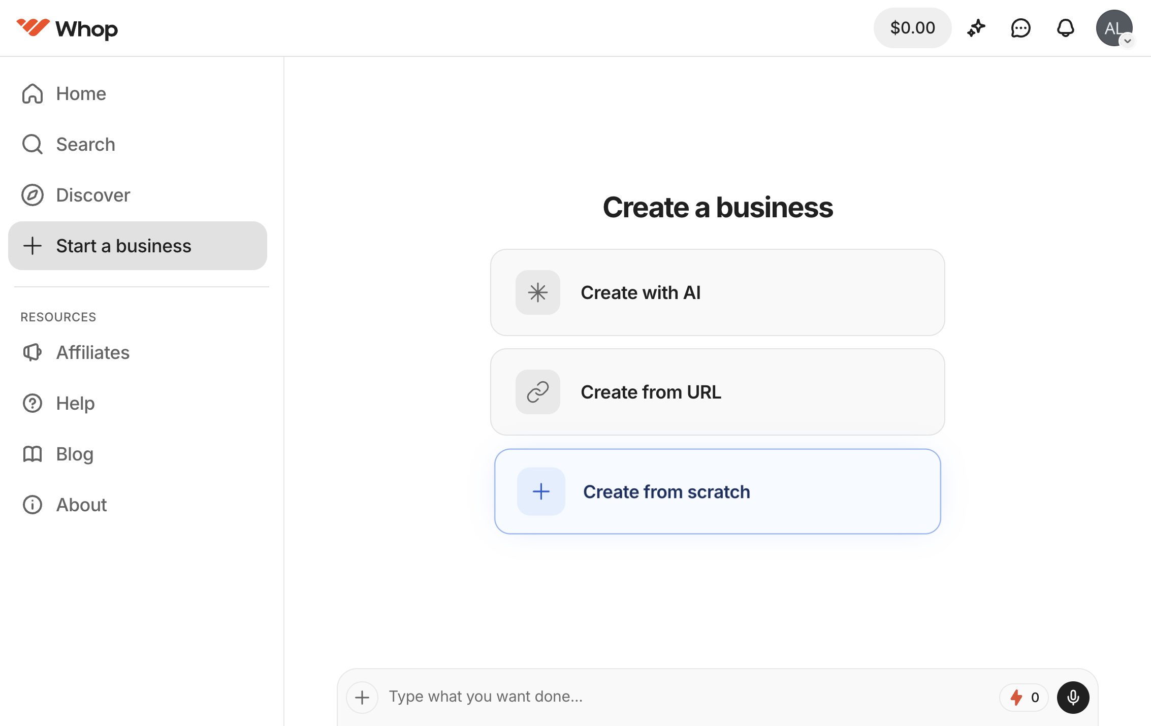 Click on Create from scratch