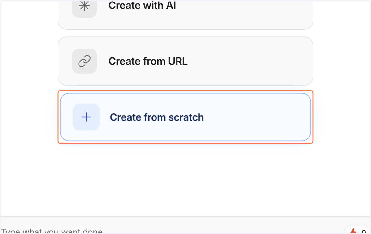 Click on Create from scratch