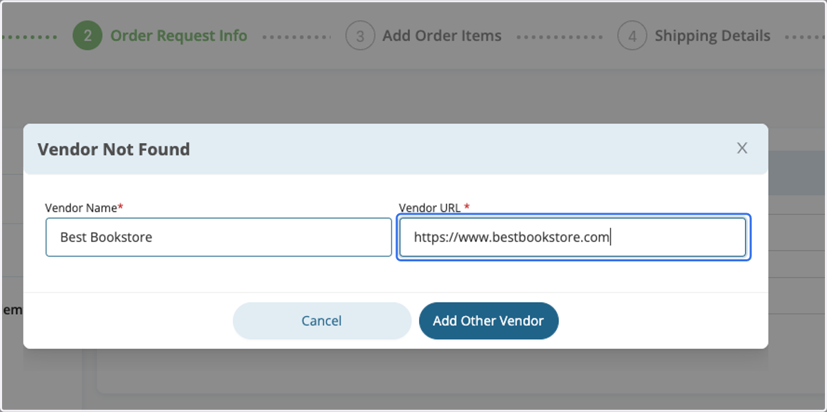 Manually Add Vendor Information