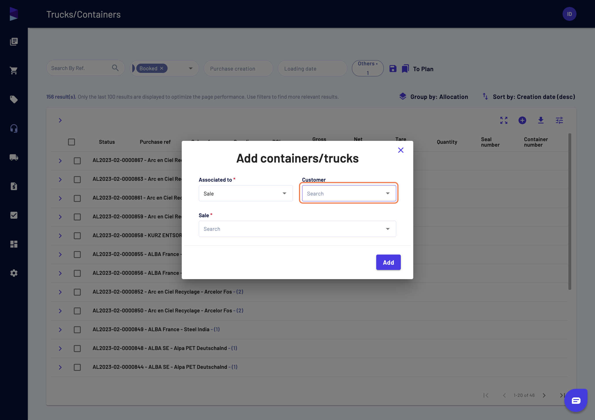 Then select the customer