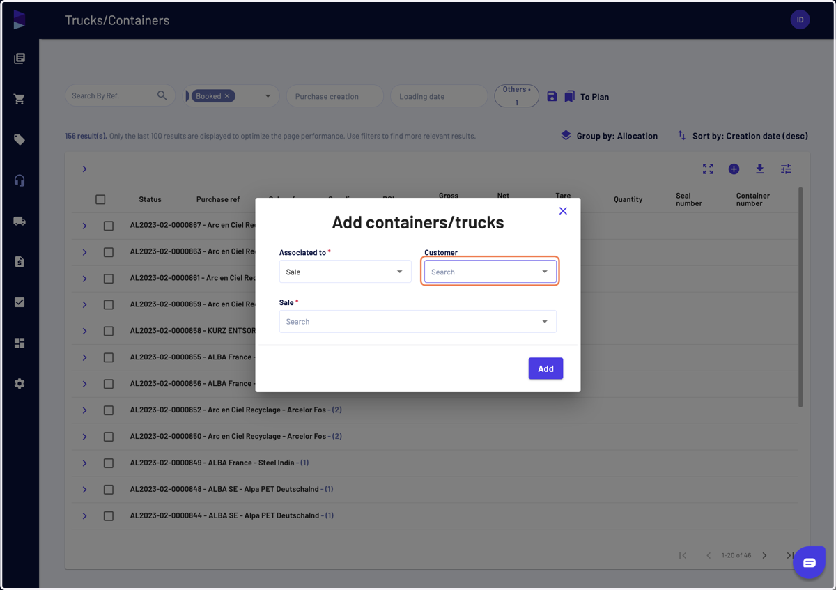 Then select the customer