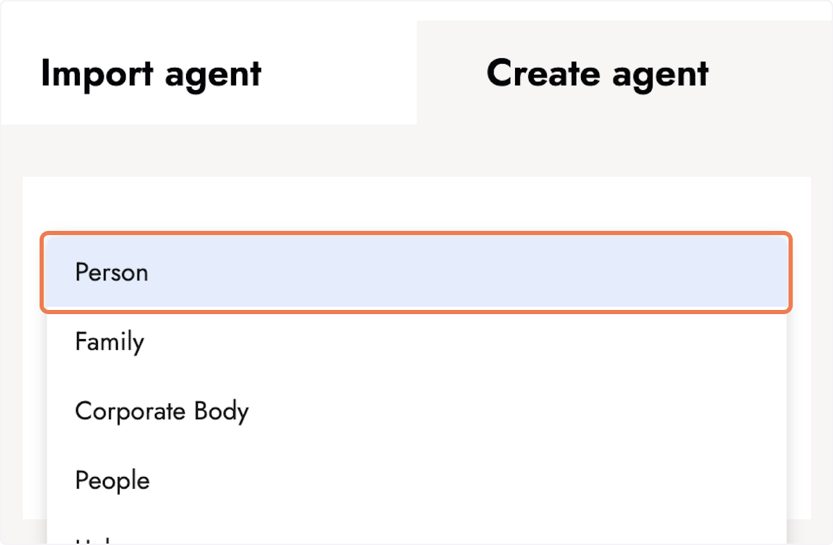 Select an agent type