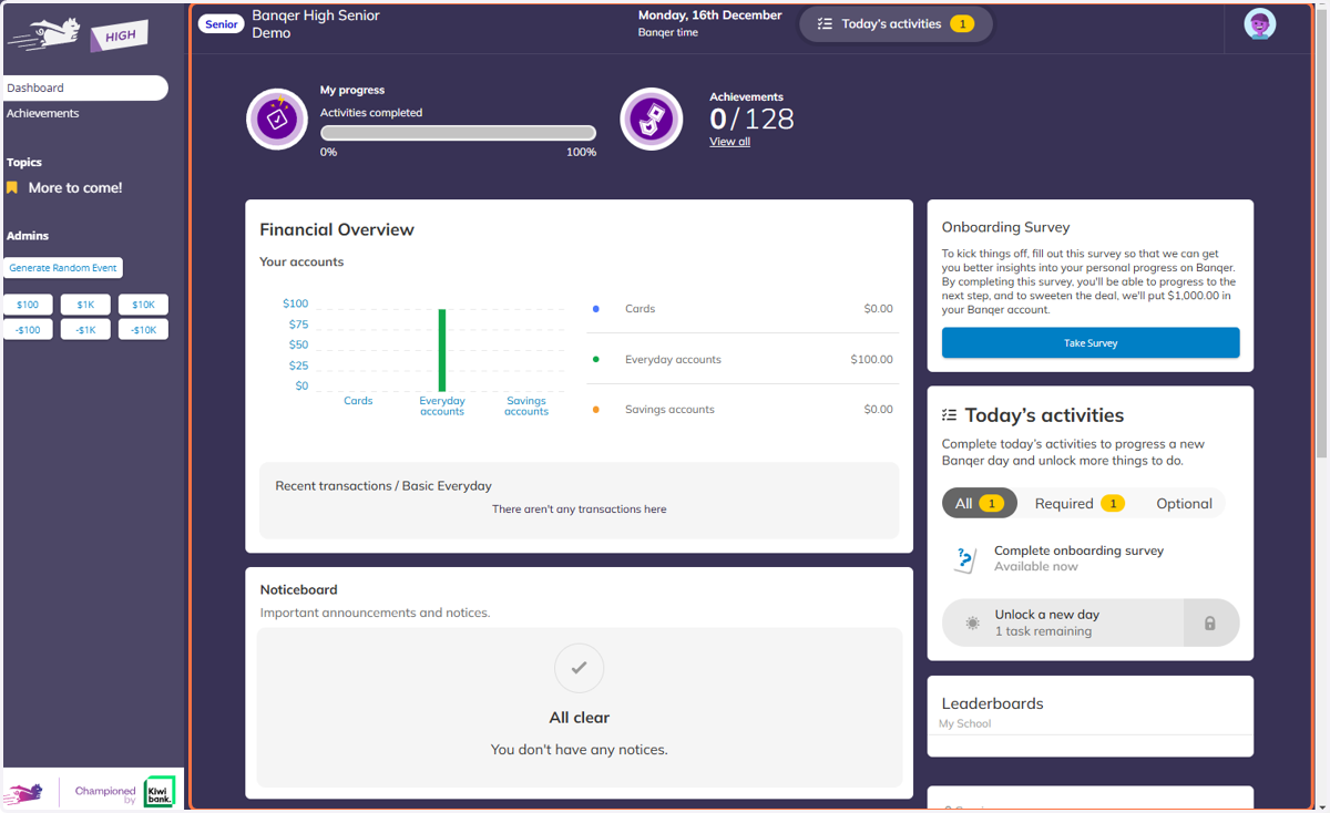 You can now view and navigate through Banqer from a student view.