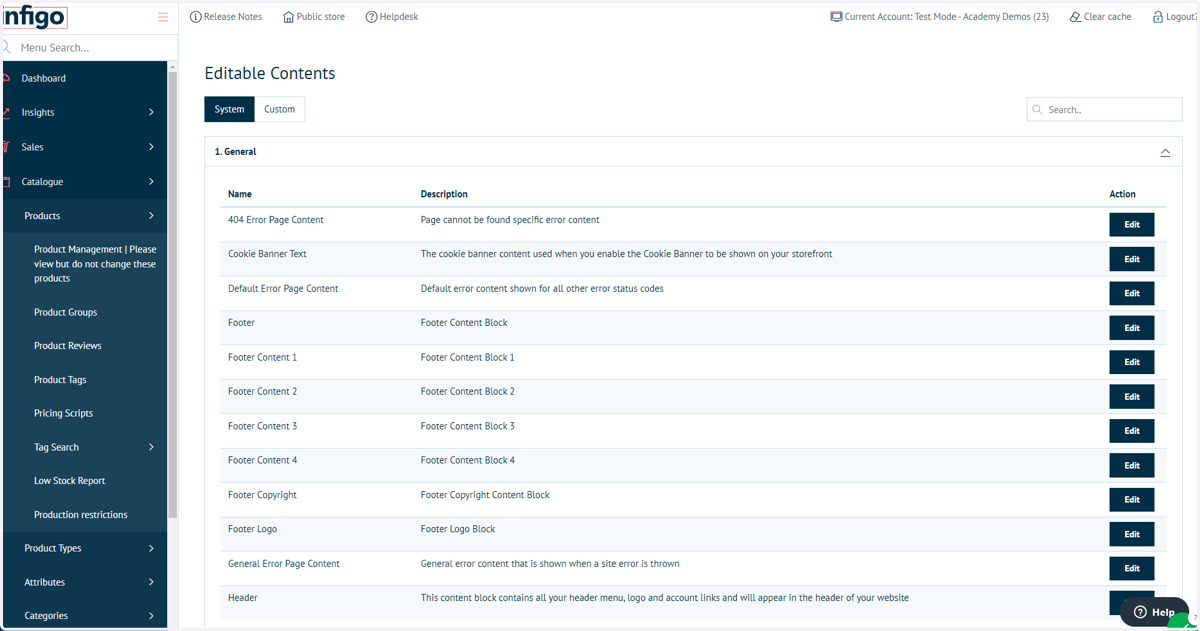 Navigate to the Editable Content area