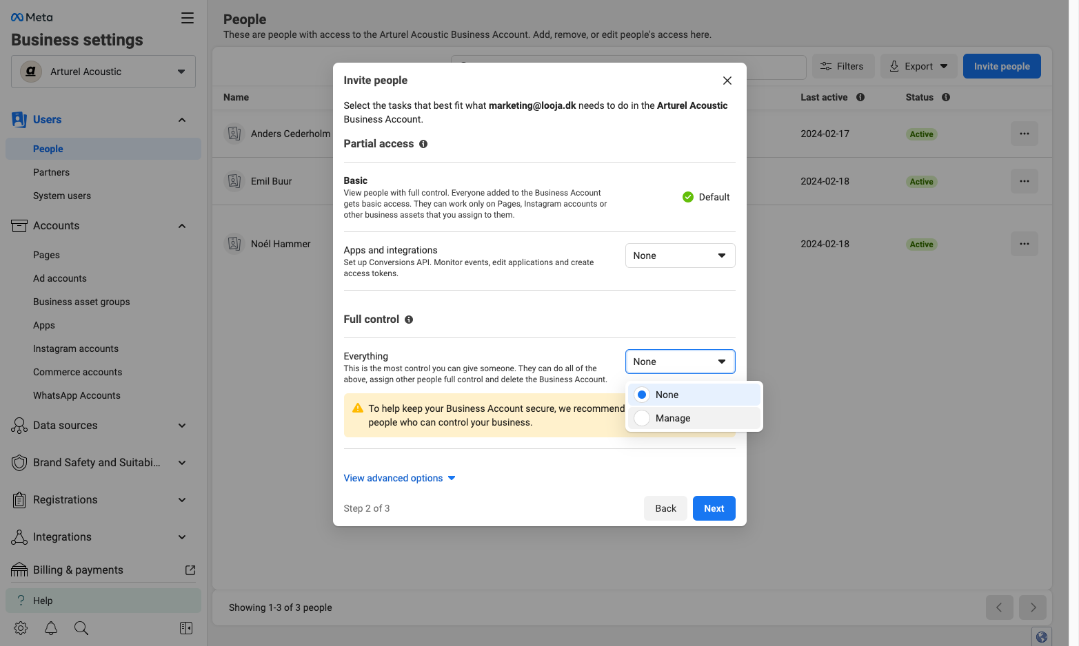 Click on Manage