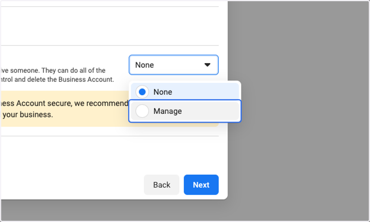 Click on Manage