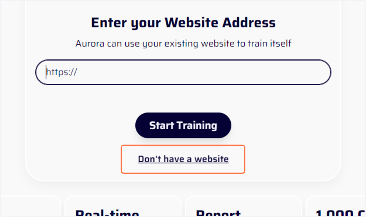 Click on Don't have a website