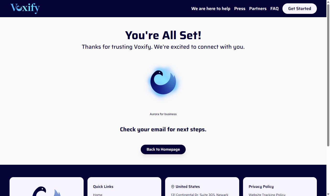 Check your email for confirmation