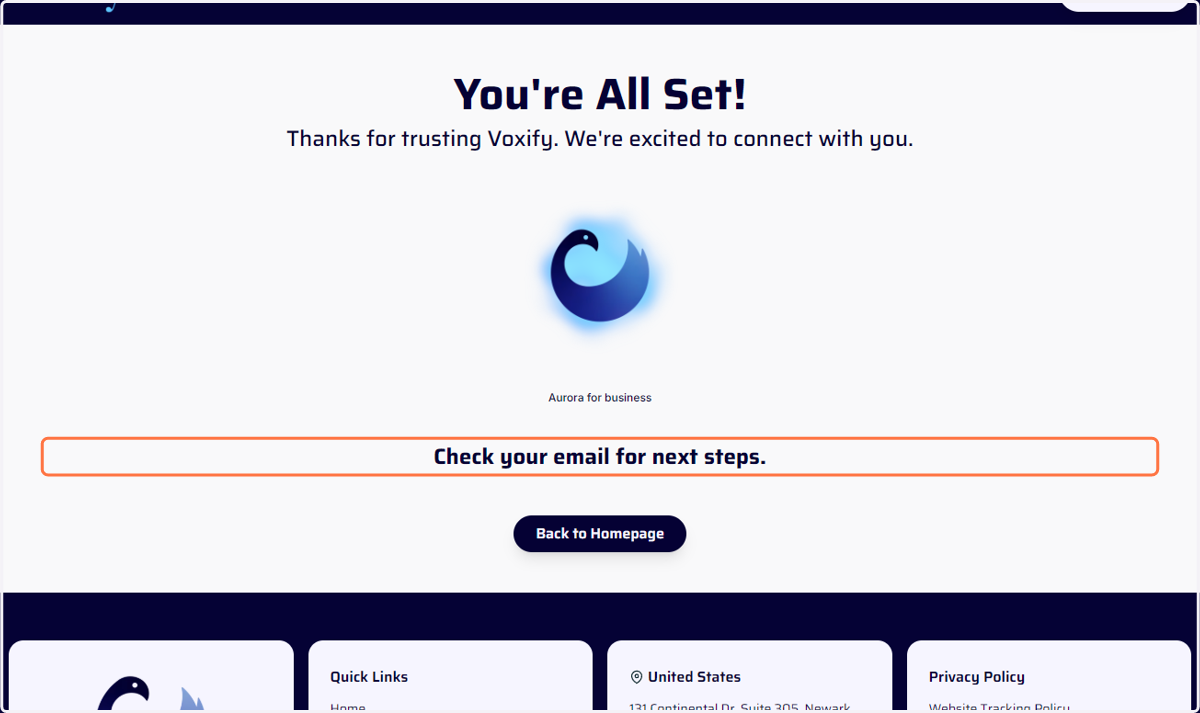 Check your email for confirmation