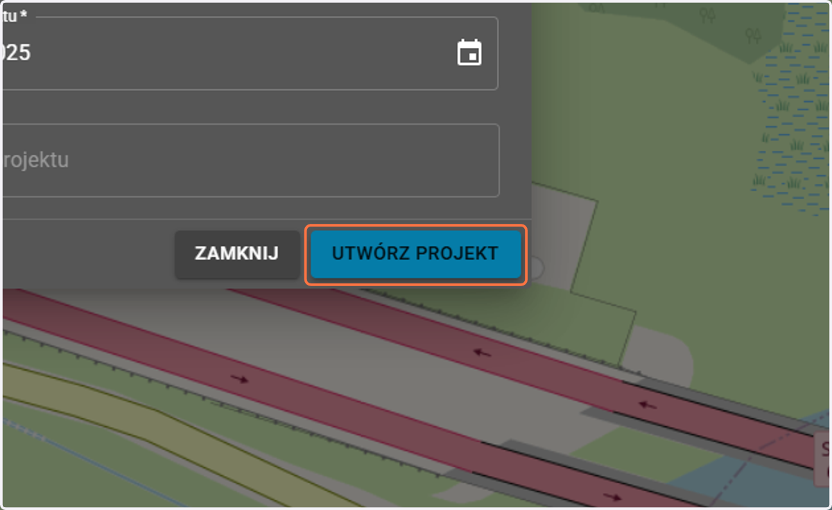 Aby utworzyć projekt klikamy przycisk "Utwórz projekt".