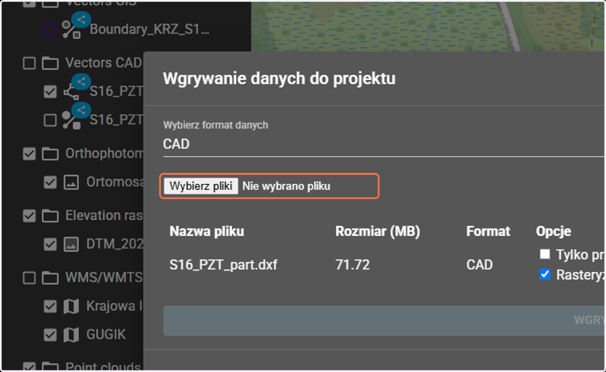 PRZYKŁAD - wgrywanie CAD'a do projektu.