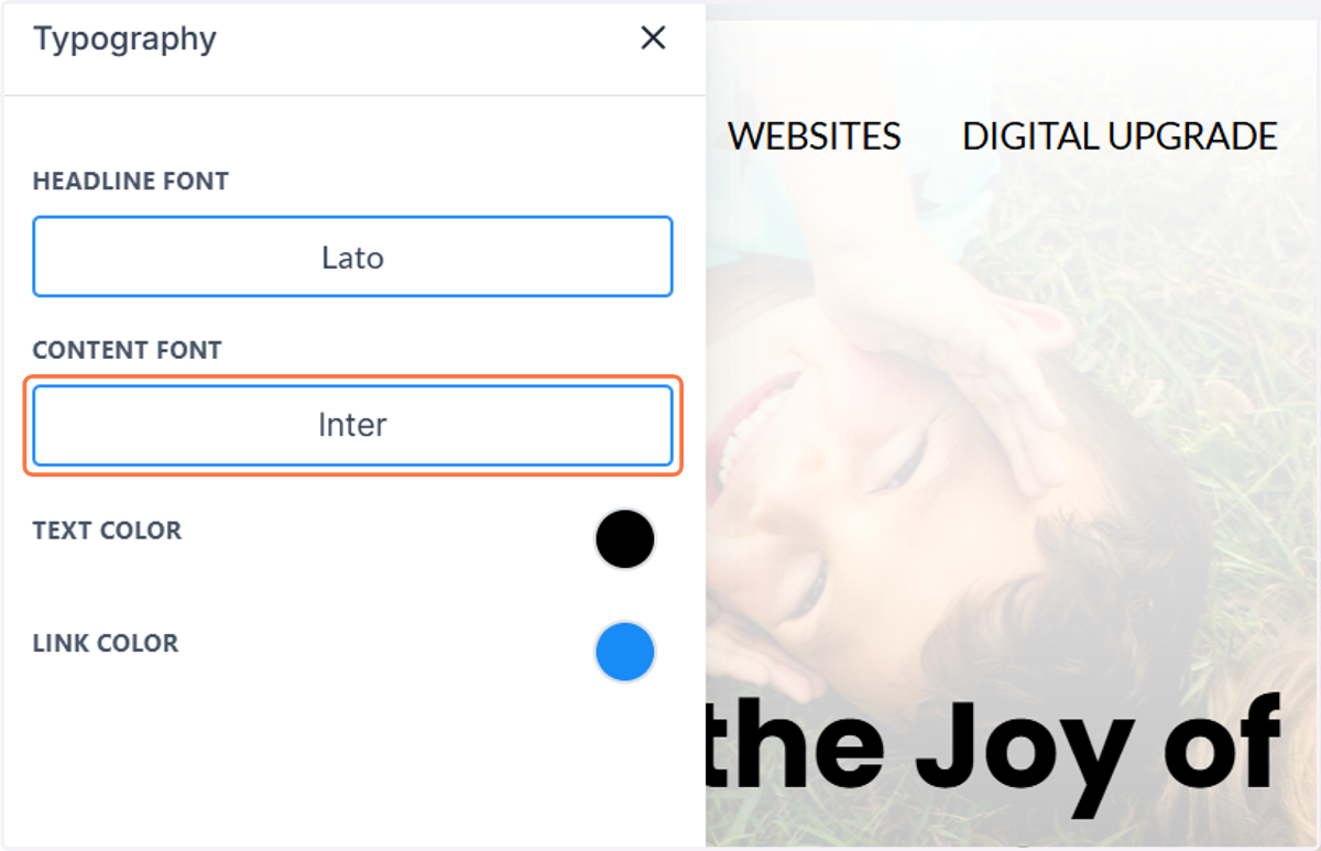 Click on Content Font