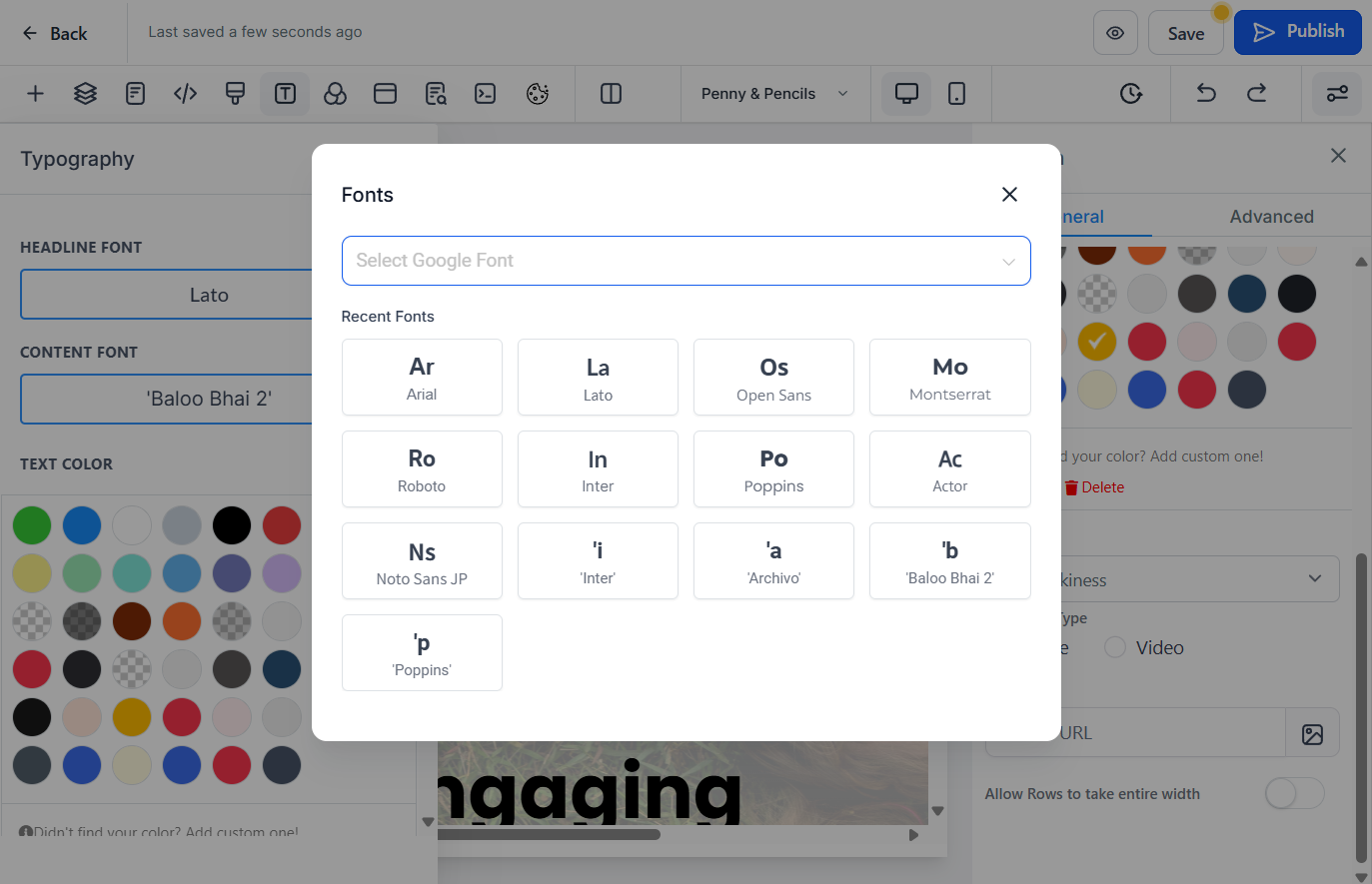 To add a new font, click on Select Google Font…