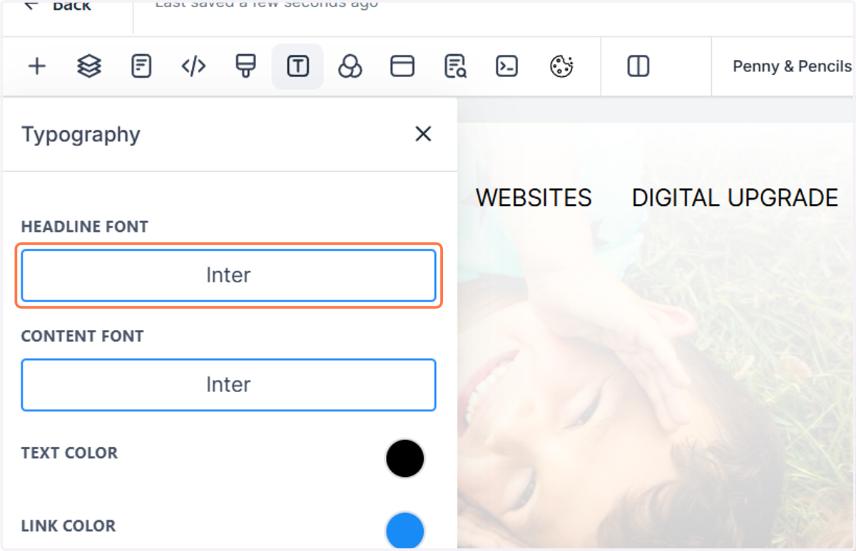 Click on the Headline Font