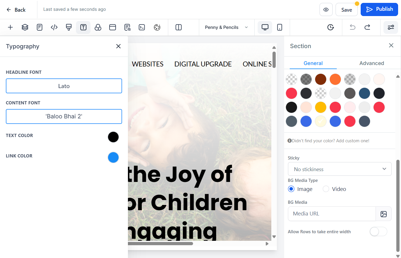 Click on the colour to change the default font colour
